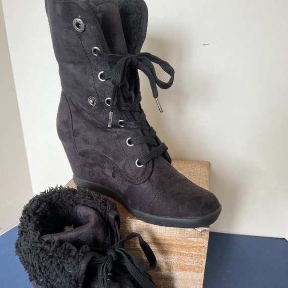 Roxy Paula Black Wedge Cuff Boot - Picture 5 of 11